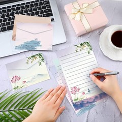 Geyee 200 Pieces Watercolor Stationary Paper and Envelopes Include 100 berry