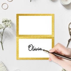25 PCS Gold Foil Tent Place Cards Food Buffet Name Label For Table Setting
