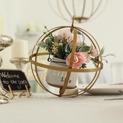 19″ Gold Globe Ring Candle Holder Hanging Metal Lantern Wedding Centerpieces