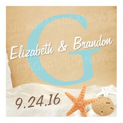 20 Beach wedding Personalized Favor Labels (1.8×1.8) Square Glossy!
