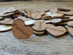 100 qty 1″ FOREVER Wood Hearts Table Confetti Wooden Wedding Decor Embellishment