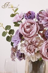 Artificial Flowers Combo Flowers Mix Silk Flowers Dahlia Roses with Purple