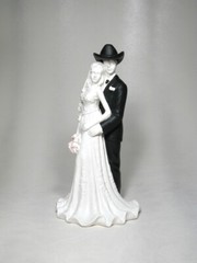 Western Cowboy Groom Bride Glazed White Wedding Caketop Cowgirl Unique New