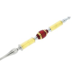 GlassOfVenice Italian Murano Glass Salad Fork – Gold Red Stripes