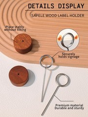 6 Pack Wood Place Card Holders with Metal Clip, 4.3″ Tall Table Silve Circle