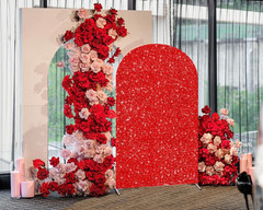 Sequin Arch Backdrop Cover 6.6Ft Wedding Red Arch Cover Christmas Balloon Arch B