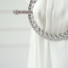 SILVER 2 Plastic 6″ Braided Design CURTAIN TIE Backs Acrylic Crystals Party