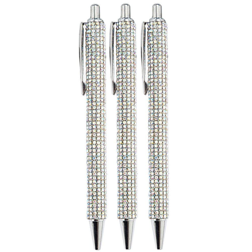 U Scinan 3Pcs Big Diamond Pen Crystal Metal Ballpoint Pens 1.0mm Black Ink Ad…