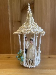 Vintage Hand Beaded 1950’s 1960’s Bride Groom Wedding Cake Topper 10” Wilton
