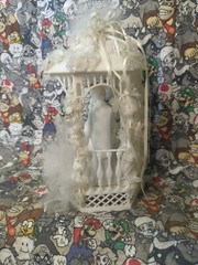 Vintage Wilton Bride and Groom Gazebo Wedding CakeTop White Porcelain 90s