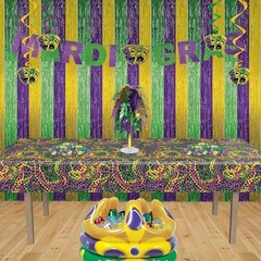 Beistle Mardi Gras Beads Tablecover One Size Fits Most, Multi Color