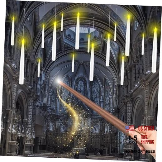 Halloween Decorations, Floating Candles with Wand, Magic Hanging 12 pack