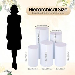5PCS Cylinder Pedestal Stands Parties White PVC Cake Stand Round Cylinder Stands