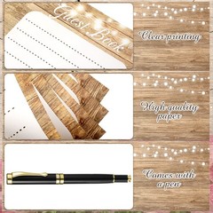 Wood Grain Wedding Guest Book with Pen for Decor As the Picture Shown