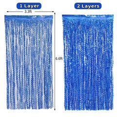 4 Pack 3.3 ft x 6.6 Wavy Sparkle Dark Blue Foil Fringe Backdrop Curtain – Nav…