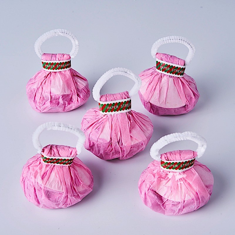 5 PINK Hand Throw PAPER STREAMERS Magic Confetti Poppers Wedding Accessories