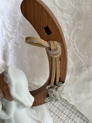Western Wedding Cake Topper Groom In Cowboy Hat Bride w Lucky Horseshoe