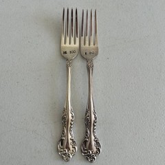 New 18/10 Reed & Barton Gold 2 piece Fork Set WEDDING / Engraved I Do and Me Too