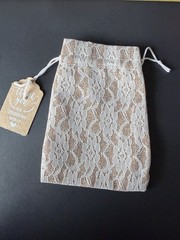 Rustic Chic Burlap and Lace Favor Bag Wedding Engagement Shower Party Gift Jute