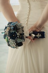Vintage Brooch Bouquet OOAK Navy Sapphire Blue Bridal Keepsake Statement Piece