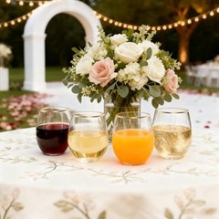 40 Pack 12oz Plastic Stemless Wine Glasses wihth Disposable 40-Pack Gold Rim