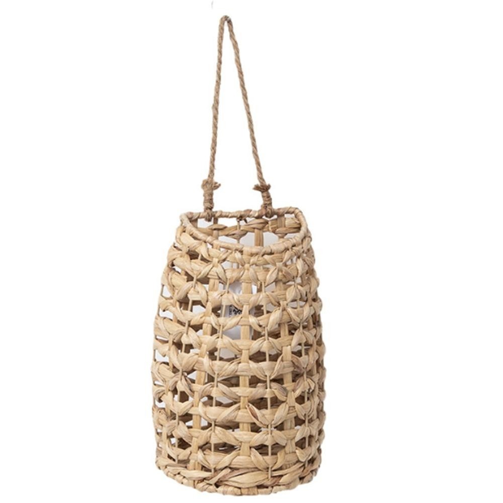 Wall Mounted Woven Straw Basket for Flowers Handheld Hanging Vase Decor