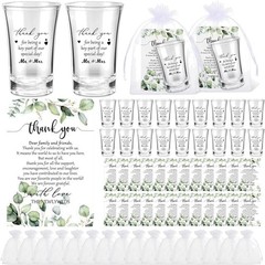 Cylindrical Shot Glasses Wedding Favors with Organza Bags and Thank You Cards