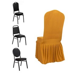 GOLD Ruffle Pleated Skirt Fitted Spandex Banquet CHAIR COVER Party Decorations