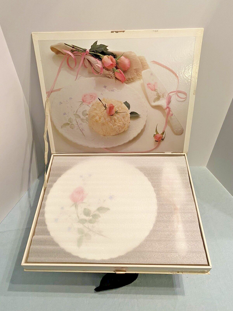 Vtg. Mikasa Cake Plate & Server ‘April Rose’ Bone China Narumi Japan New in Box