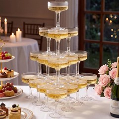 20 Pcs 7oz Plastic Champagne Glasses Unbreakable Plastic Martini Glasses Flutes