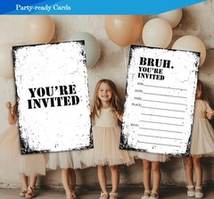 Brothers Birthday Invitations for Boys, Simple Black and White Birthday Party…