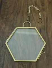Vintage Hanging Hexagon Pressed Flower Photo Keepsake Frame, 3.5”