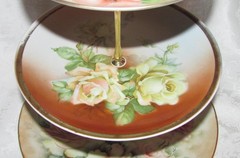 Custom Three Tier Tea Party Cake Stand Made With Vintage Hand Painted Plates