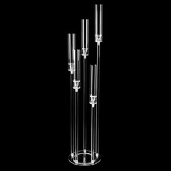 5-Arm Candle Holder Acrylic Clear Freestanding Candle Holder with Candle Cover