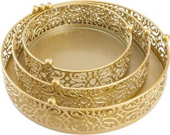 Antique Gold Round Cake Stands – 3 Pack for Weddings & Celebrations (8″ 10″ 12″)