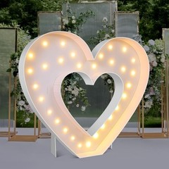 4FT Marquee Large Light up Decoration, Balloon Frame with Bulb Light Heart