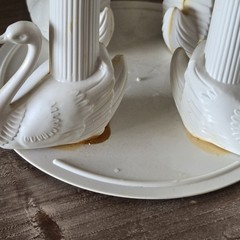 Vtg 50s Wedding Cake Topper, Couple, Swans Column, Heart, Flowers