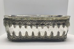 16″ Pottery Barn Madeline Mercury Glass Metal Filigree Centerpiece Vase Silver