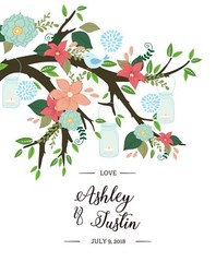 12 Flower Trees & Mason Jars Wine / Beer Bottle Labels Wedding Bridal Shower