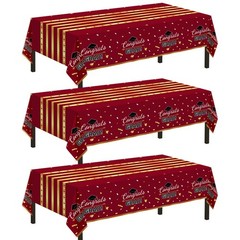 Childom 3 Pack Graduation Tablecloth,Graduation 54″ x 108″, Wine Red