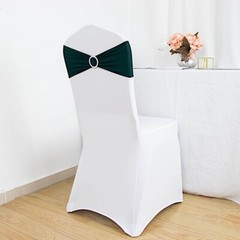 10 Hunter Green Spandex CHAIR SASHES with Silver Round Buckles Wedding