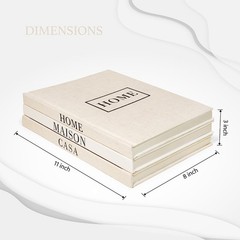 Linen Neutral Coffee Table Books Set of 3,Fashion Designer Hardcover Blank Bo…
