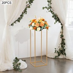 Gold 20 PCS Geometric Flower Stand For Wedding, Flower Stand 10.63*10.63*31.5in