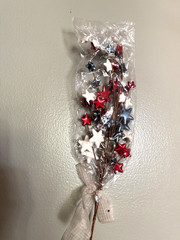 Lot of 5 Patriotic Flower stems The Flower Shop 16” red white blue stars