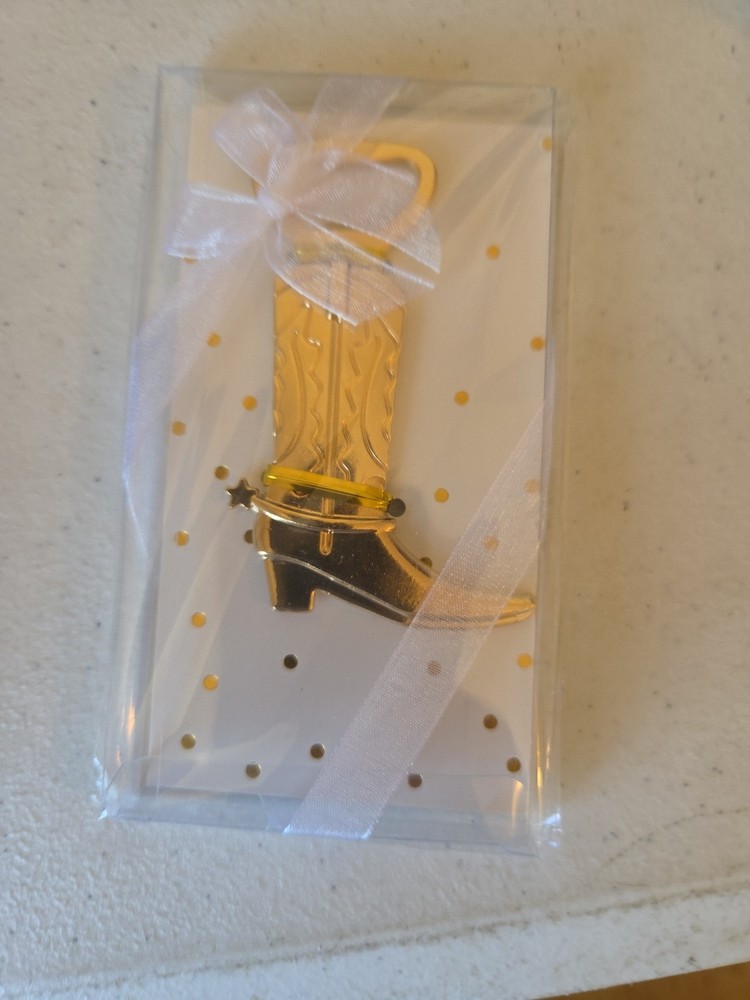 Gold Metal Boot-Shaped Bottle Opener Wedding Favor Set Cowboy Western Theme