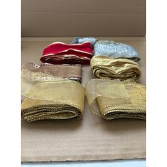 Lot of 7 Decorative Ribbons for Crafts Sewing Gifts Gold Red Silver