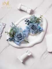 Dusty Blue Rose Corsage and Boutonniere Set for Prom Wedding Groomsmen Brides…