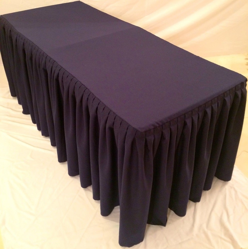6′ Fitted Polyester Double Pleated Table Skirt Cover w/Top Topper Wedding Purple