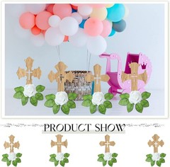 16 Sets Wooden Crosses for Crafts Baptism Centerpieces for Tables Standing Wo…