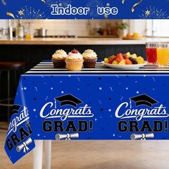multiwins 7-Pack Graduation Party Decorations Set, 3 Blue 54″ x 108″,